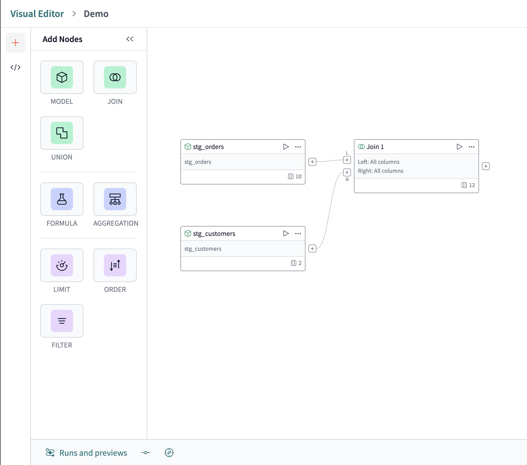 Click and drag your cursor to connect operators. Click and drag your cursor to connect operators.
